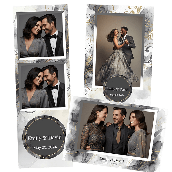 charcoal watercolor wedding Fotobox-Layout