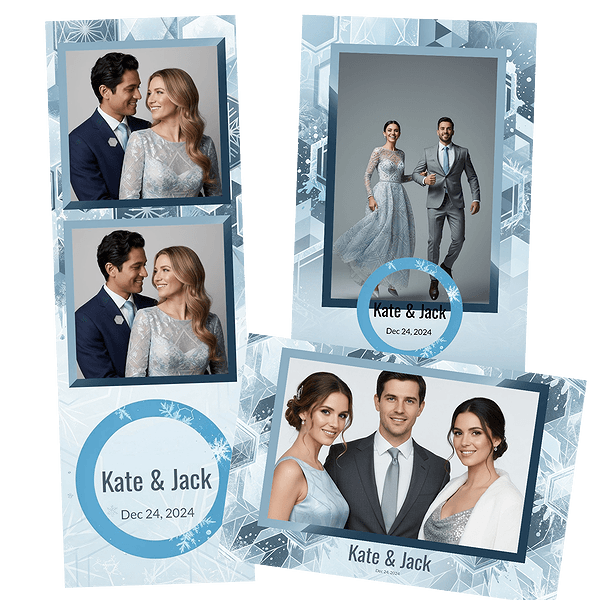 icy blue geometric wedding Fotobox-Layout