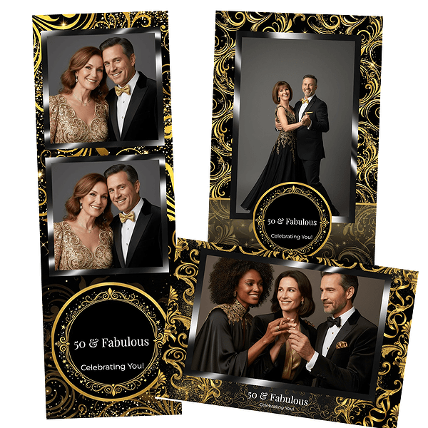 black gold glitter birthday Fotobox-Layout
