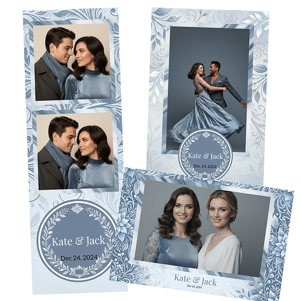dusty blue winter floral Fotobox-Layout