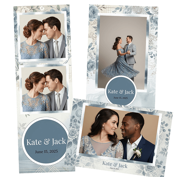 vintage dusty blue floral Fotobox-Layout