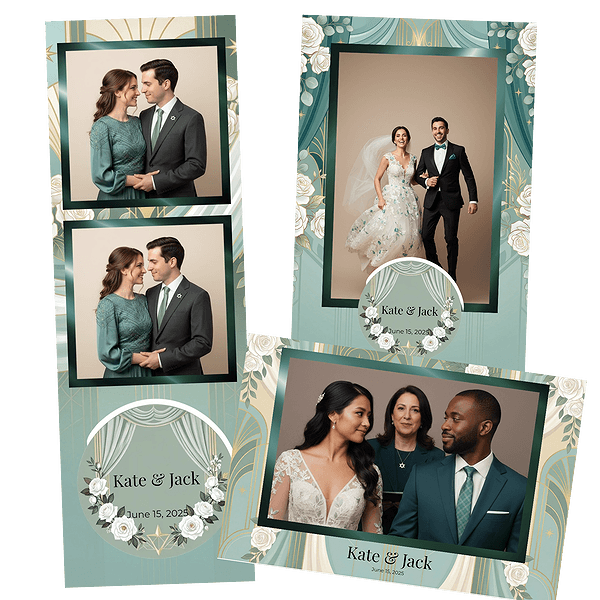 elegant teal art deco wedding Fotobox-Layout