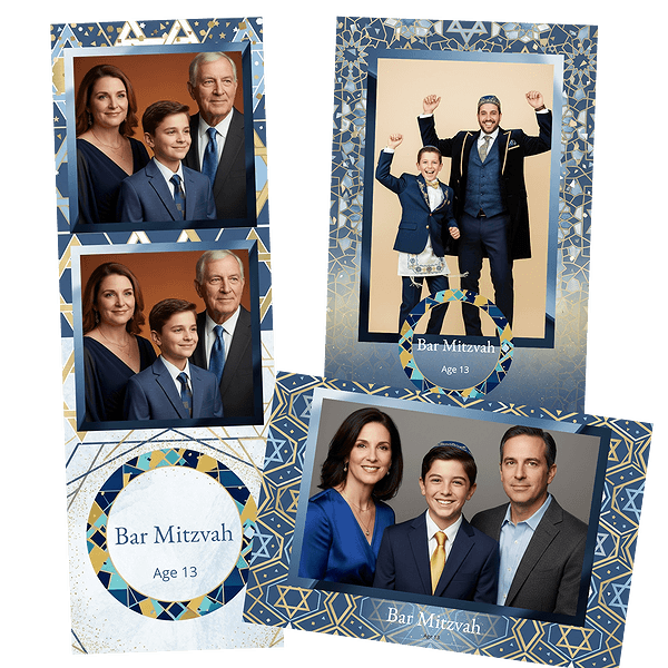 blue geometric bar mitzvah Fotobox-Layout