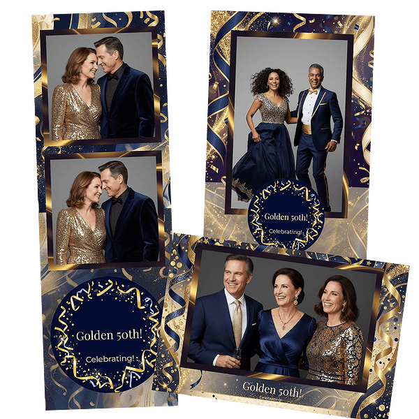 blue gold 50th birthday Fotobox-Layout