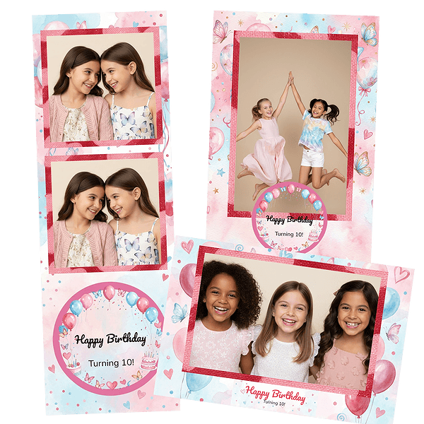 pink watercolor balloons cake Fotobox-Layout