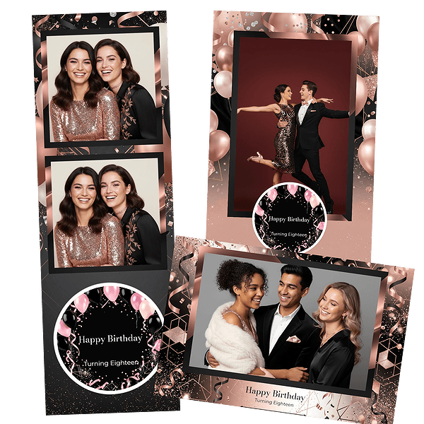 glamorous rose gold birthday Fotobox-Layout